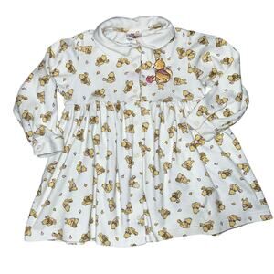 Vintage Disney Classic Winnie the pooh embroidered button up cotton dress 4/5